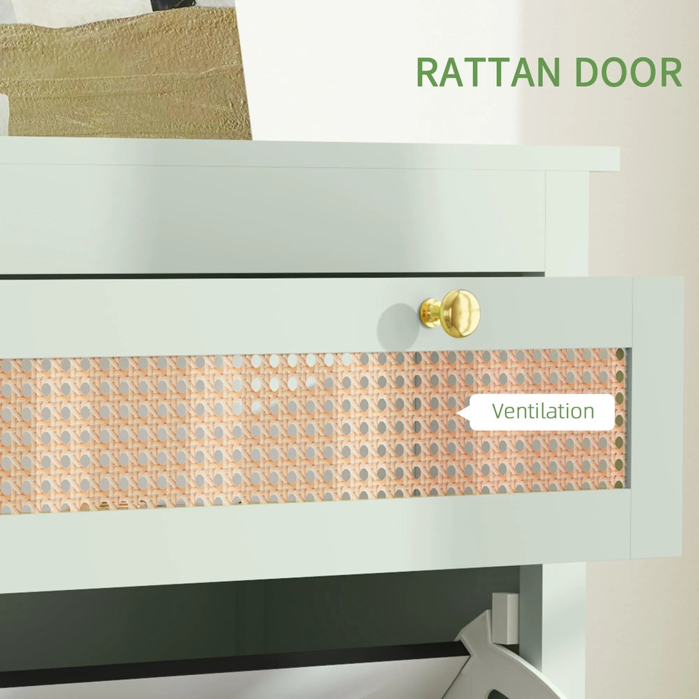 HOMCOM Szafka na 12 par butów z 1 wysuwaną szufladą, 2 klapowanymi szufladami, Komoda na buty, 88 x 30 x 120 cm, Zielony