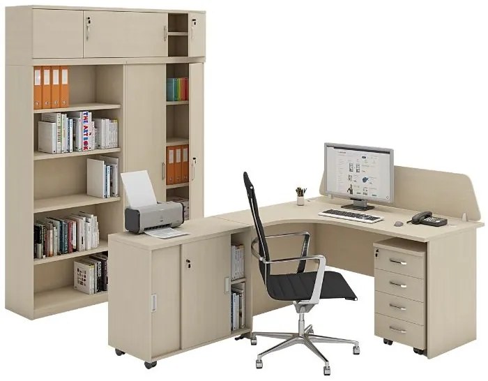 Biurko ergonomiczne MIRELLI, lewe, brzoza