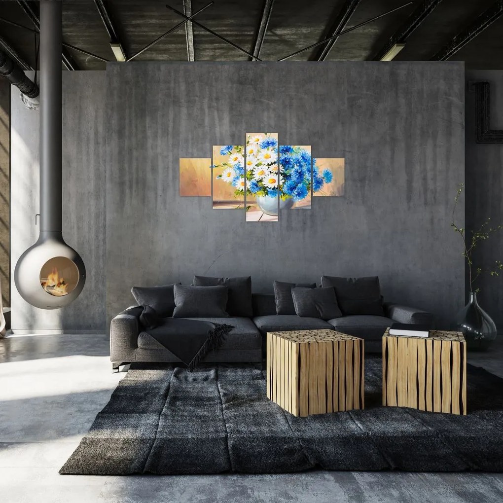 Malowany obraz wazonu z kwiatami (125x70 cm)