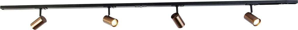 Nowoczesny system szynowy 1-fazowy z 4 reflektorami w kolorze ciemnego brązu - Jeana