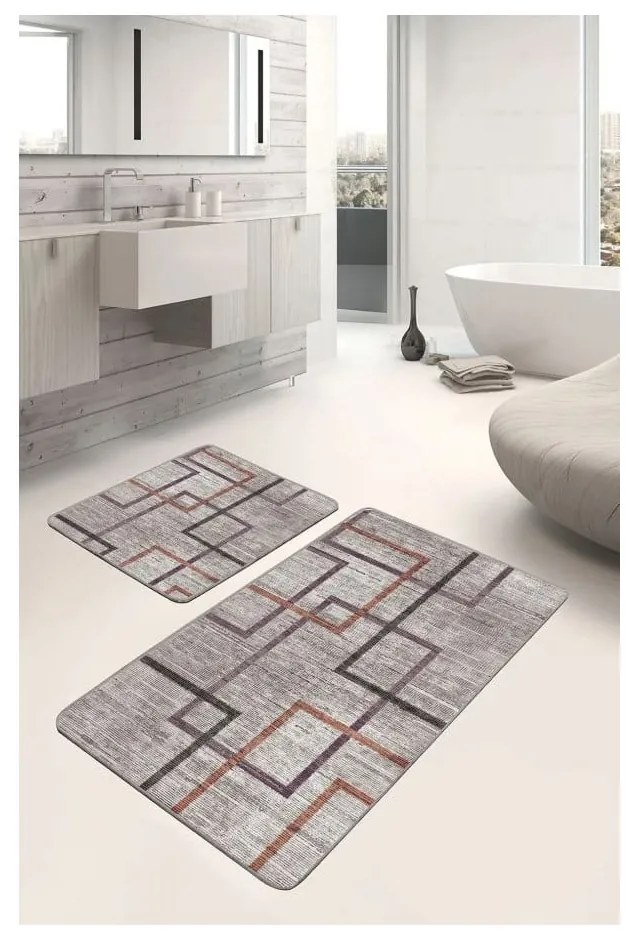Szare aksamitne dywaniki łazienkowe zestaw 2 szt. 60x100 cm – Mila Home