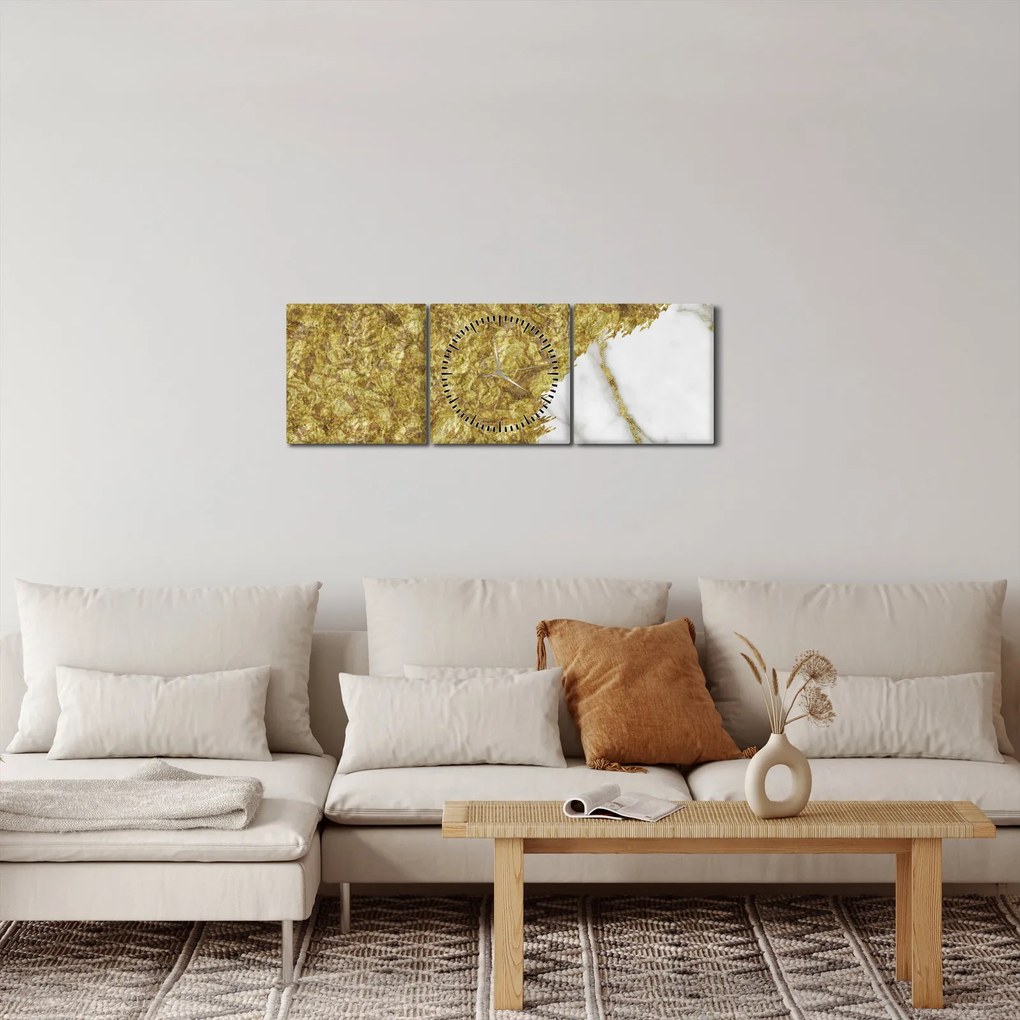 Obraz - Zielony marmur N⁰2 (z zegarem) (90x30 cm)