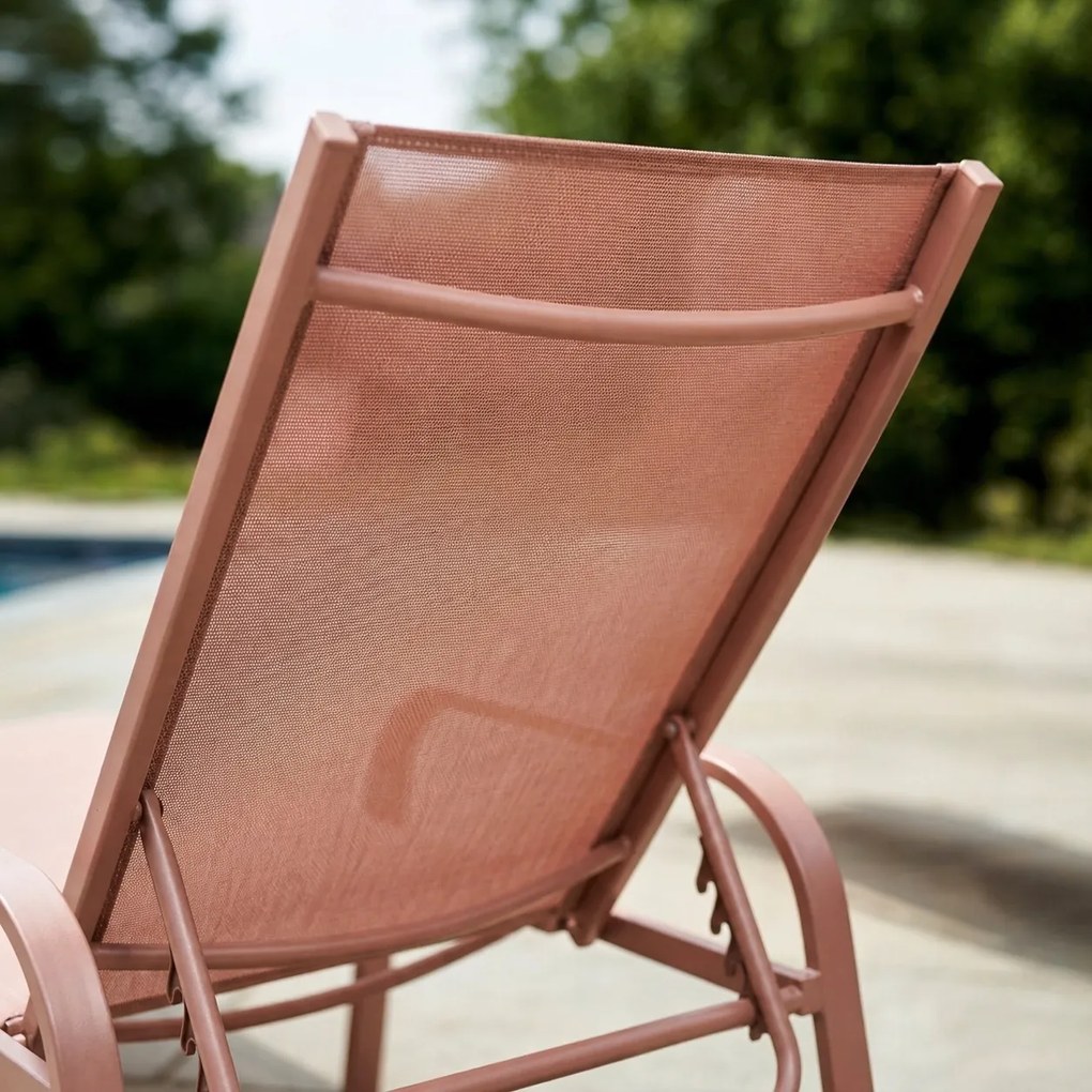 Leżak ogrodowy basenowy Summer regulowany, kolor różowy
