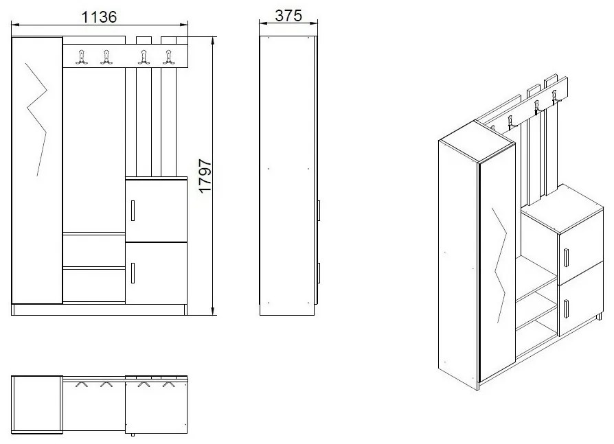 Zestaw do przedpokoju Dano Atlanitc Pine andAnthracite
