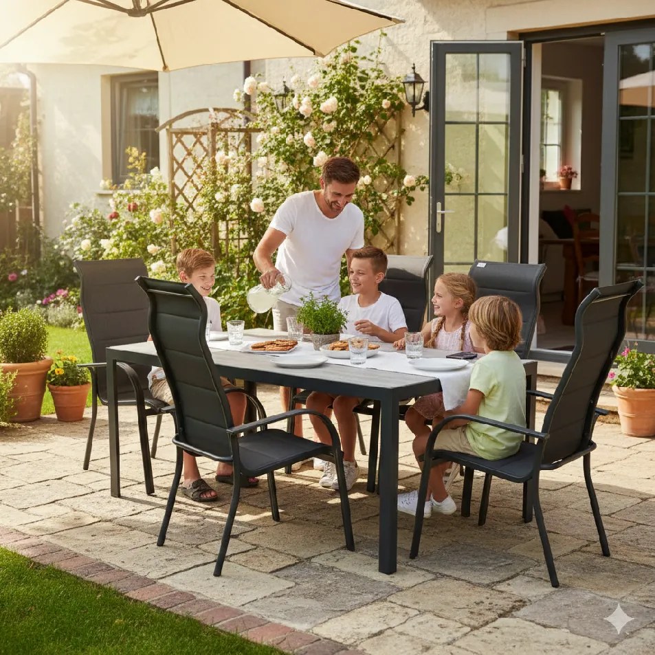 Doppler BERGAMO MIAMI ogrodowy zestaw wypoczynkowy 4+1 szary