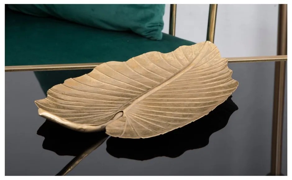 Dekoracja w złotej barwie Mauro Ferretti Leaf, 35,5x23 cm