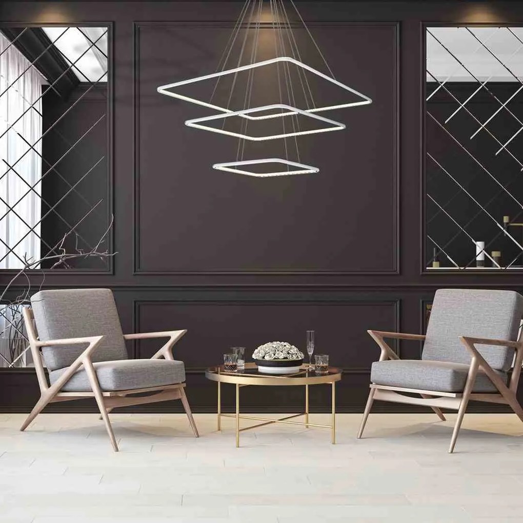 LAMPA WISZĄCA nowoczesna geometryczna biała NIX WHITE 117W LED