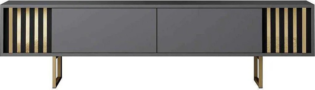 Stojak pod TV – 180 cm x 30 cm x 48 cm – Antracyt i złoto – MDF