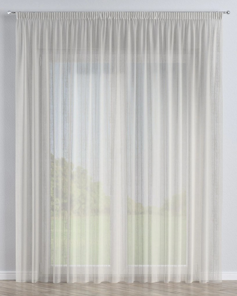 Firana na taśmie kolor beżowy tkanina półprzezroczysta, strukturalna, wzorzysta