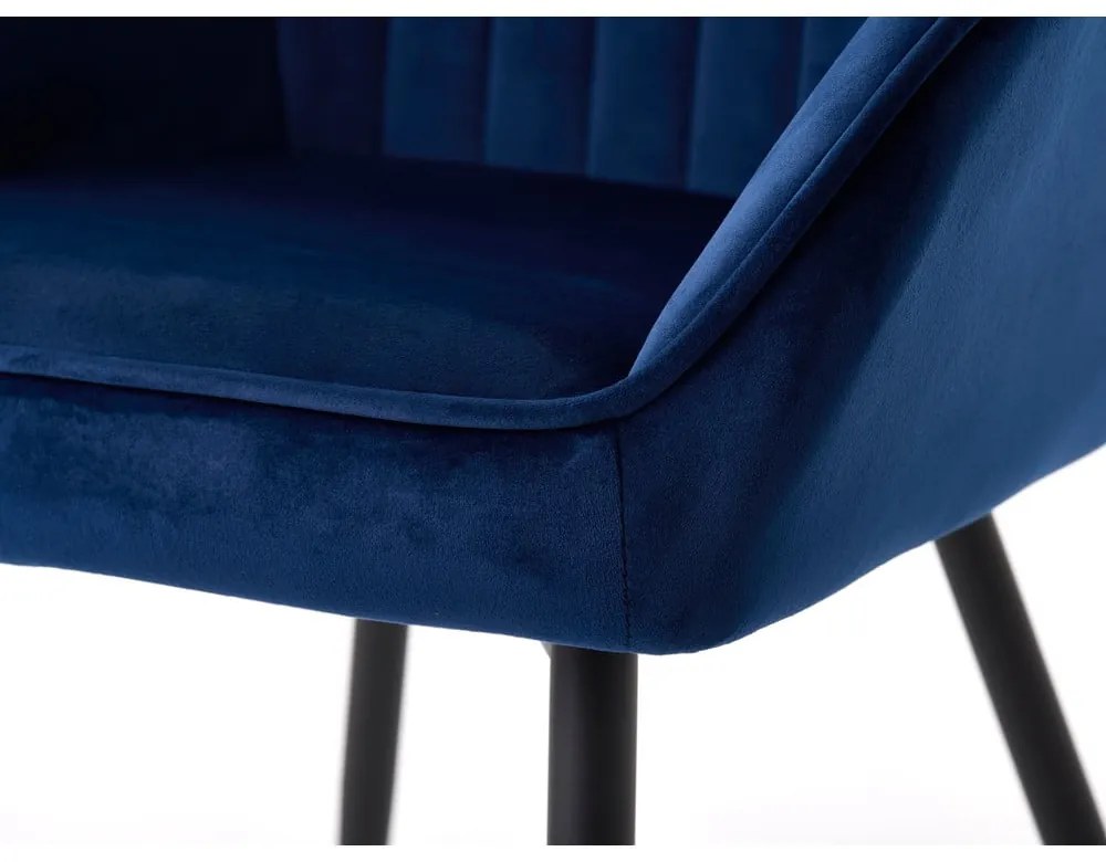 Ciemnoniebieskie aksamitne krzesła z podłokietnikami zestaw 2 szt. Nolan Stripe – Unique Furniture