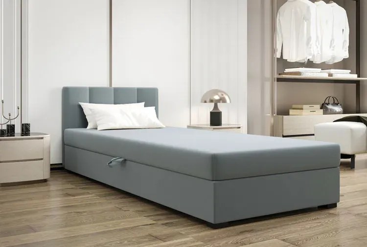 Jasnoszare łóżko młodzieżowe tapicerowane 110x195 cm K3-D55