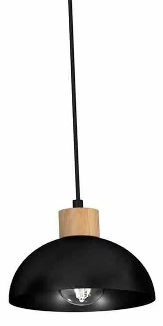 Lampa wisząca, czarna, drewno, 5 kloszy ERIK Black/Wood 5xE27