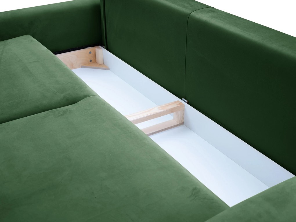 Masseno Sofa FILO z funkcją spania i pojemnikiem na pościel, Rozkładana sofa - Zielony, VELLUTO 10