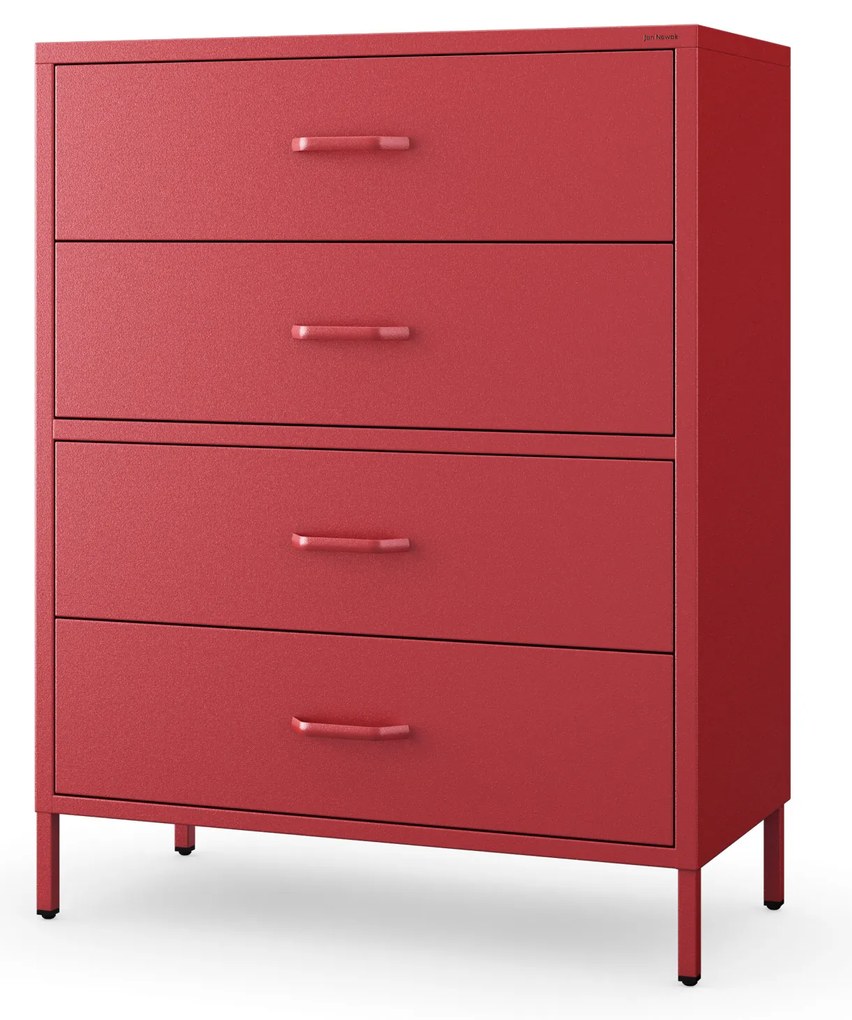 Komoda szafka metalowa czerwona Modern CARLA, 800 x 1015 x 400 mm