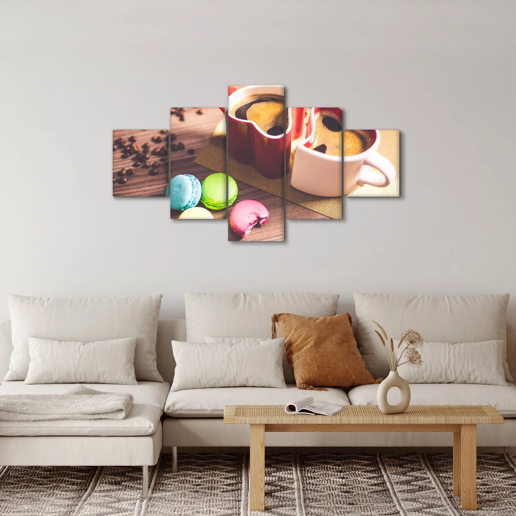 Obraz kawy i makaroników (125x70 cm)