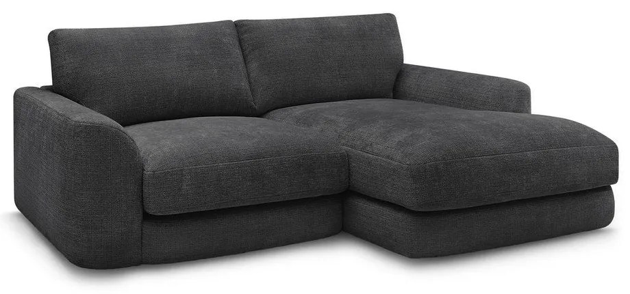 Czarny narożnik z tkaniny szenilowej (prawostronny/z szezlongiem) Leonore – Bobochic Paris