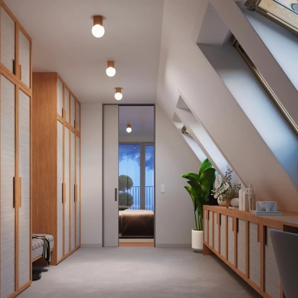 Lampa sufitowa w naturalnym kolorze ze szklanym kloszem 12x12 cm Rayer – Sollux