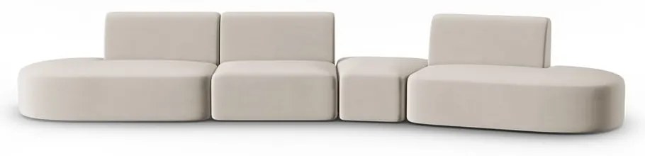 Beżowa aksamitna sofa prawostronna 428 cm Paolo – Milo Casa