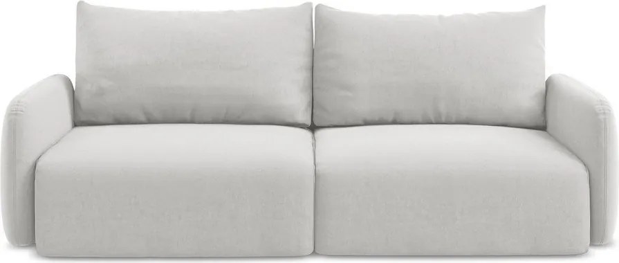 Jasnoszara aksamitna rozkładana sofa ze schowkiem 238 cm Kalena – Makamii