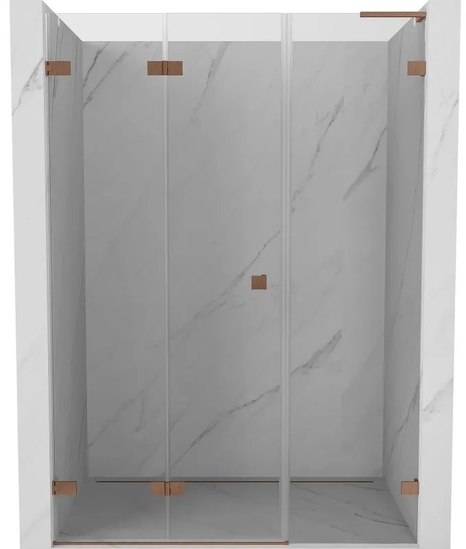 Mexen Lunar-F L drzwi prysznicowe składane lewe 140 cm, transparent, miedź szczotkowana - 836SL-140-050-65-00-L