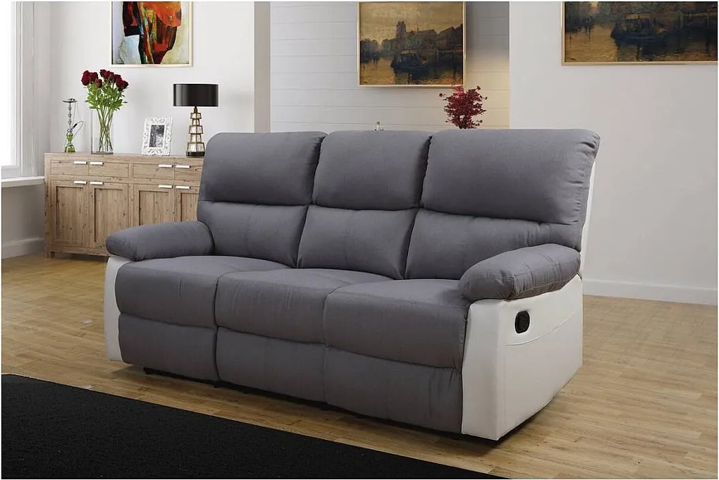 Sofa wypoczynkowa "Lincoln" - 197 x 89 x 103 cm - 3 miejsca - Jasnoszaro-biała