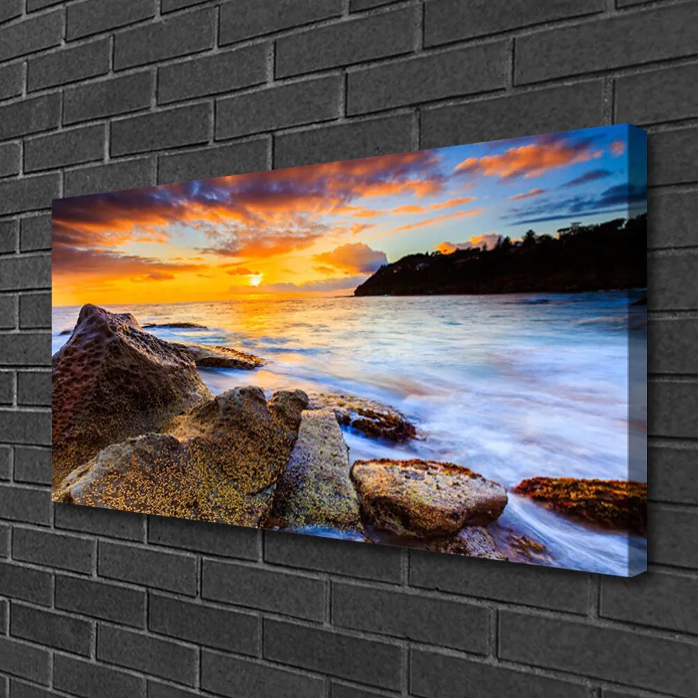 Duży obraz na płótnie Skalisty Brzeg Morza