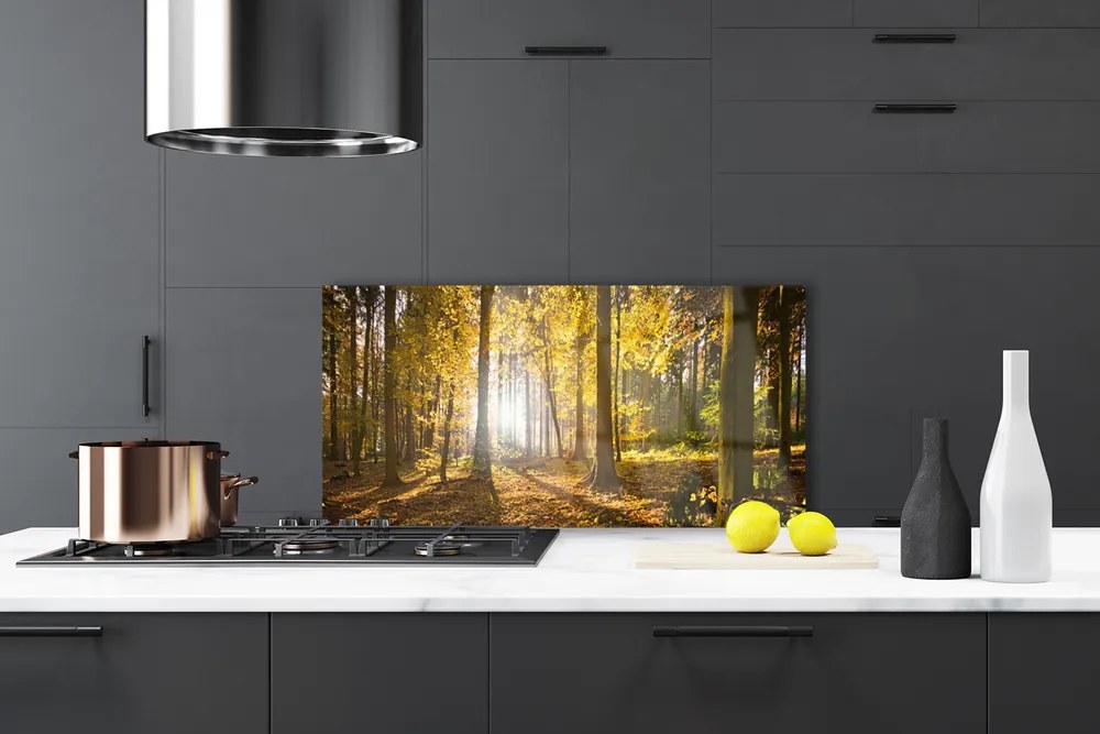 Panel Szklany do Kuchni Głęboka Zieleń Leśnych Liści