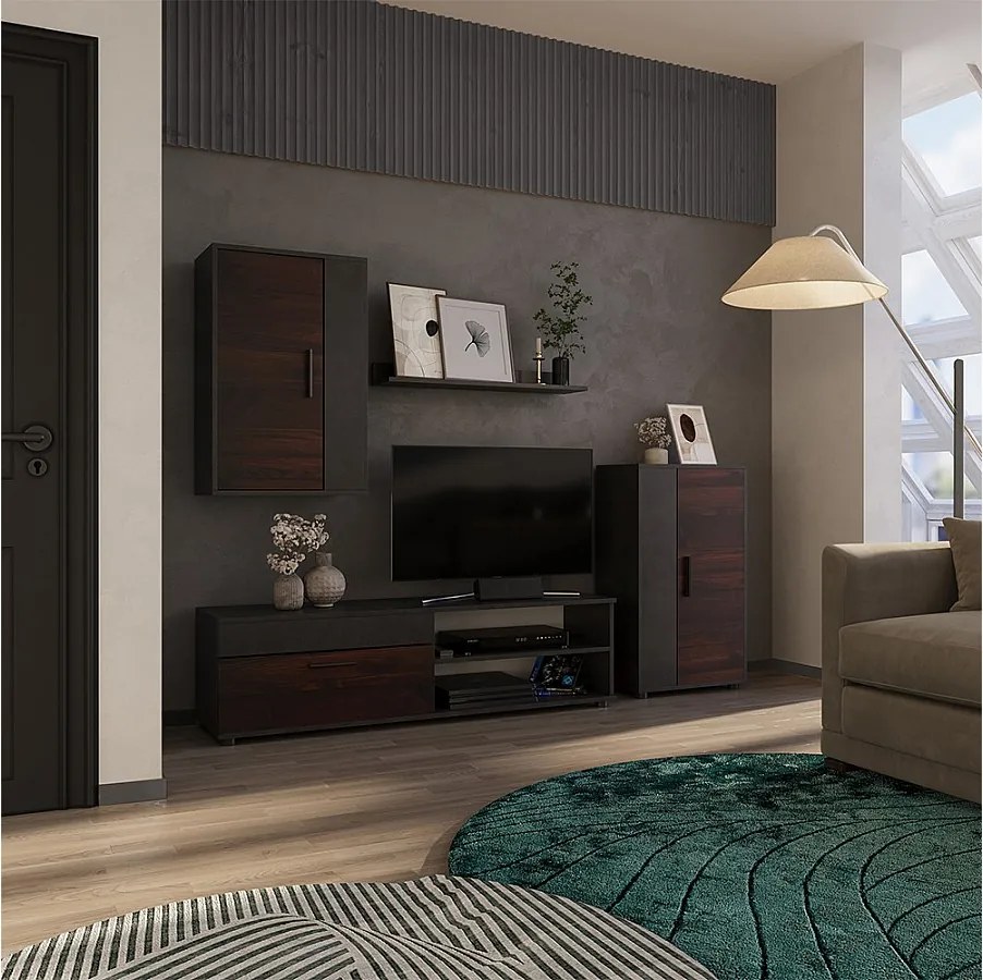 Ściana w salonie brązowy 140x35.2x38.7 berno