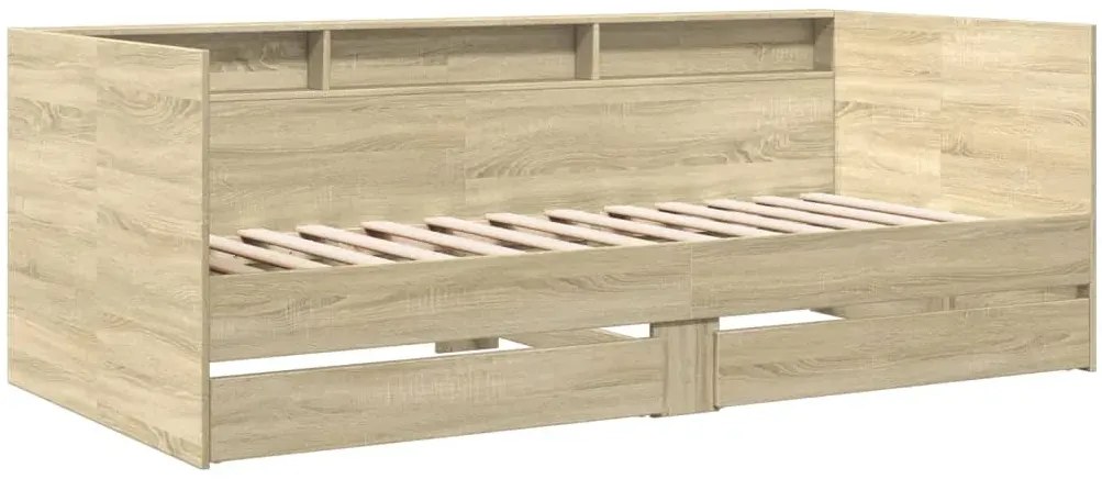 Drewniane łóżko dąb sonoma 90x200 cm T9-R38