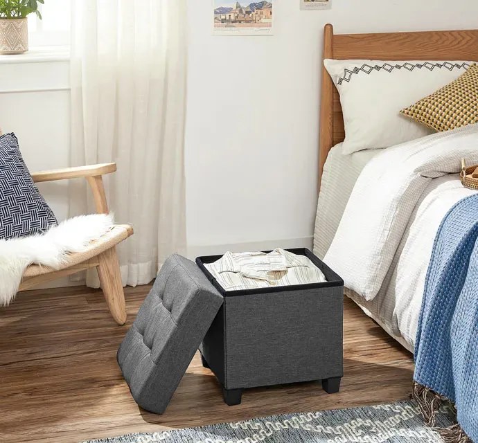 Ciemnoszara pufa ze schowkiem P8-A30