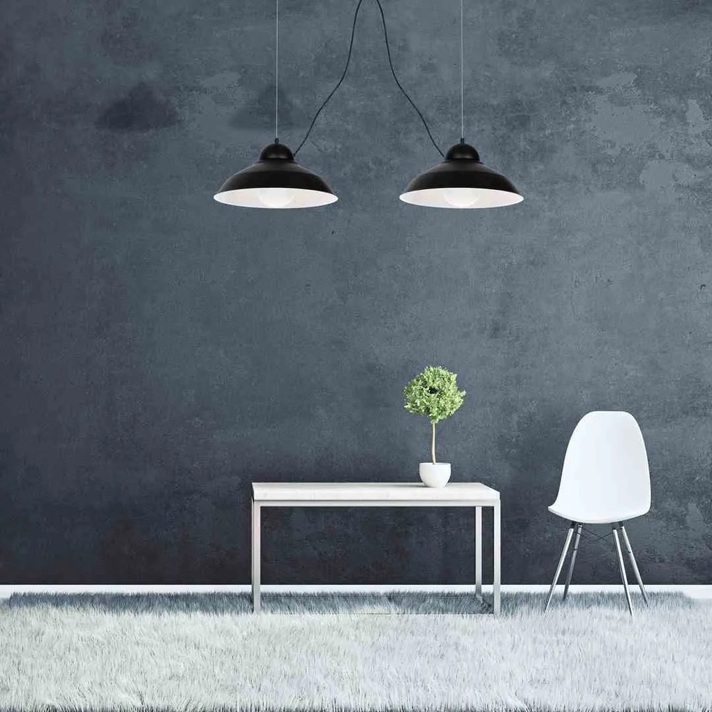 Lampa wisząca industrialna, czarna, podwójna GUSTAV BLACK 2xE27