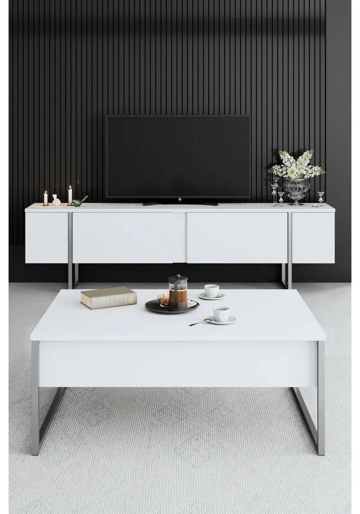 Stolik konferencyjny Luxe White and Silver
