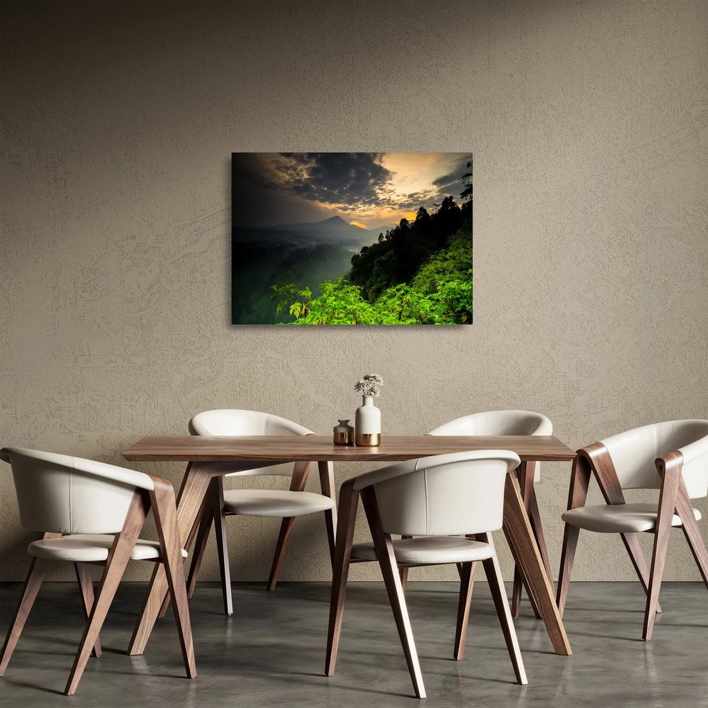 Obraz na szkle - zielony górski krajobraz (70x50 cm)