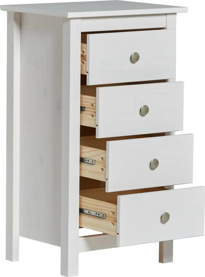 Biała wysoka komoda z litego drewna sosnowego 46x80 cm Berna – Marckeric