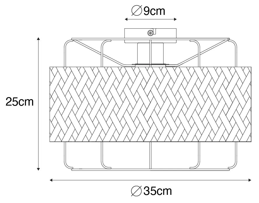 Orientalna lampa sufitowa czarna z bambusową - Irena