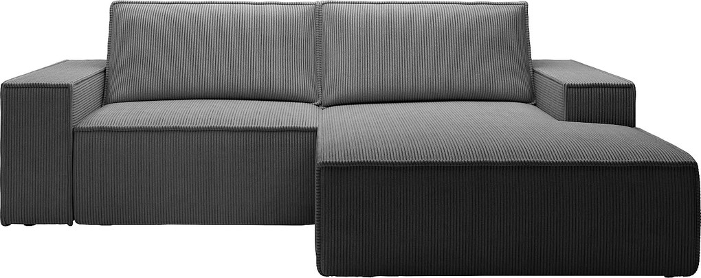 Kanapa narożna rozkładana, prawostronna, mała z szarego antracytowego weluru  AMELIA