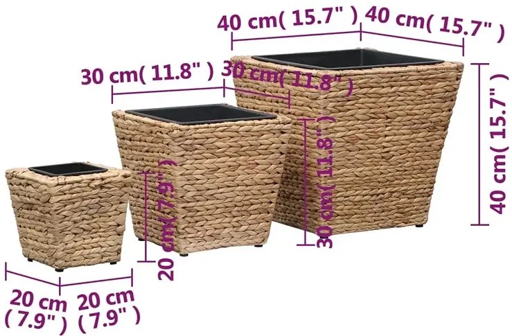 Komplet 3 donic z hiacyntu wodnego - Heron