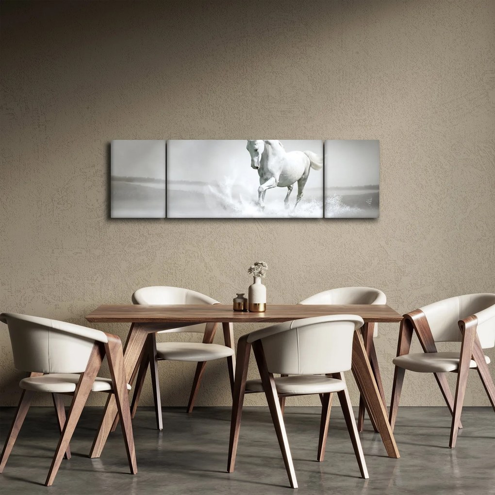 Obraz - Biały koń (170x50 cm)