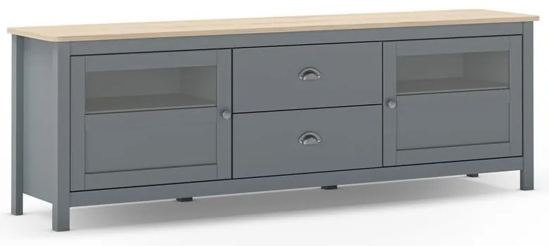 Szarozielona szafka pod TV z litego drewna sosnowego 180x59x40 cm Misti – Marckeric