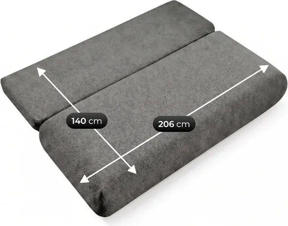 Sofa BASE Rozkładana Dwuosobowa Ciemnoszara Boucle Japandi