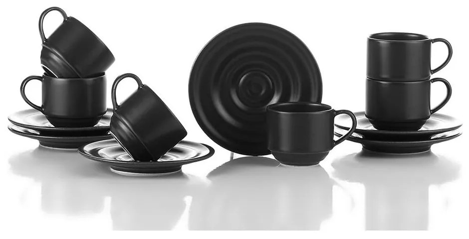 Czarne filiżanki zestaw 6 szt. na espresso 75 ml – Kütahya Porselen