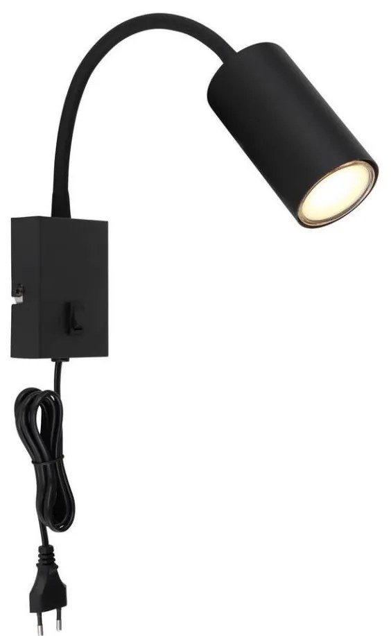 Globo 57911WB - Lampa ścienna ROBBY 1xGU10/25W/230V czarna, elastyczna