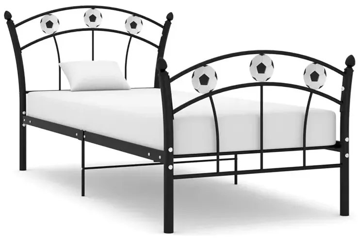 Czarne metalowe łóżko z motywem piłki 90x200 cm - Dizzel