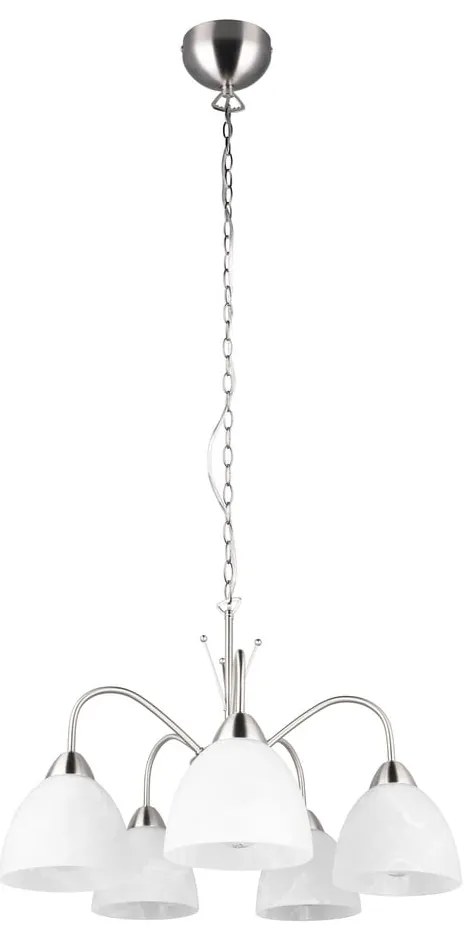 Lampa wisząca w biało-srebrnym kolorze ze szklanym kloszem ø 53 cm Dobby – Trio