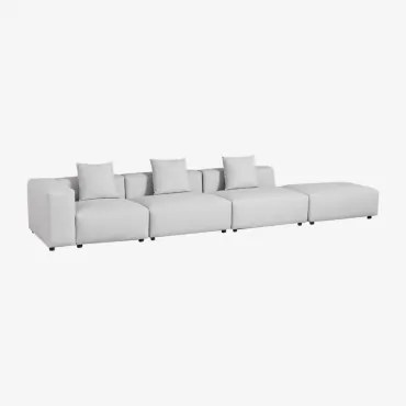 Sofa Modułowa Narożna Lewostronna 3-częściowa Z Wysokim Podłokietnikiem I Pufą (↔︎450 Cm) Bruna Tkaniny Gris Glacial - Sklum