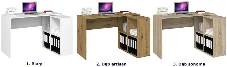 Białe Biurko Komputerowe Narożne Z Regałem F4-G89