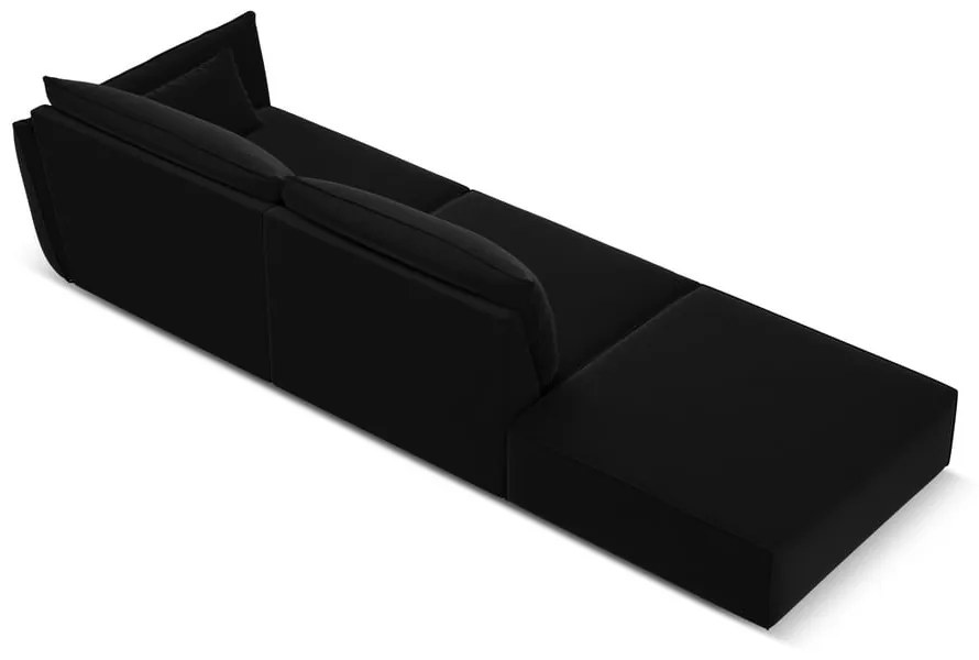 Czarna aksamitna sofa prawostronna 264 cm Vanda – Mazzini Sofas