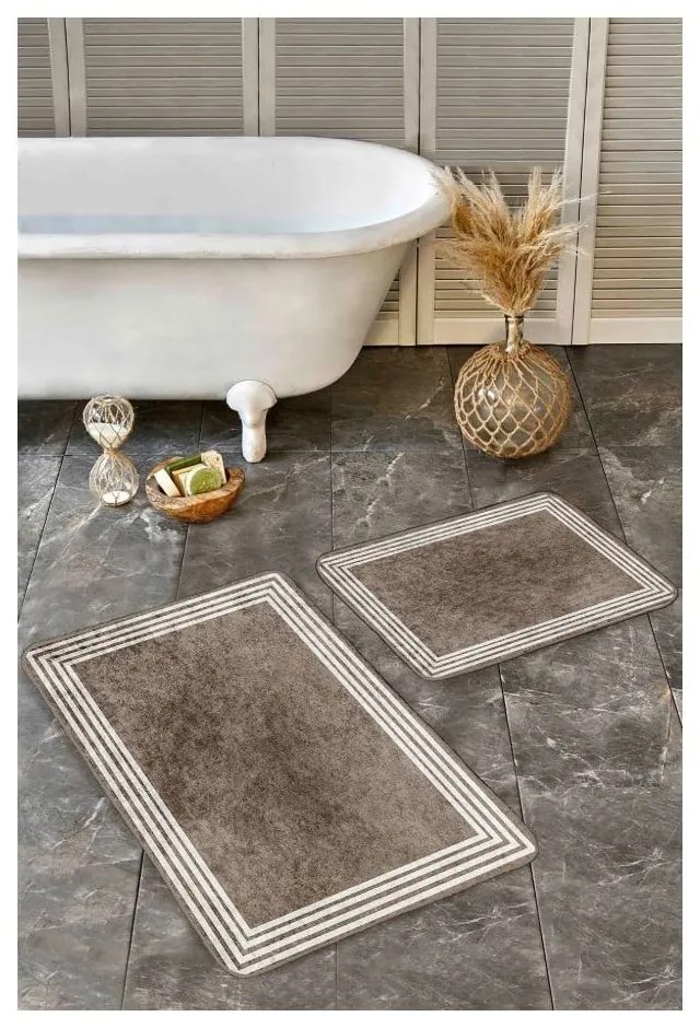 Szarobrązowe aksamitne dywaniki łazienkowe zestaw 2 szt. 60x100 cm – Mila Home