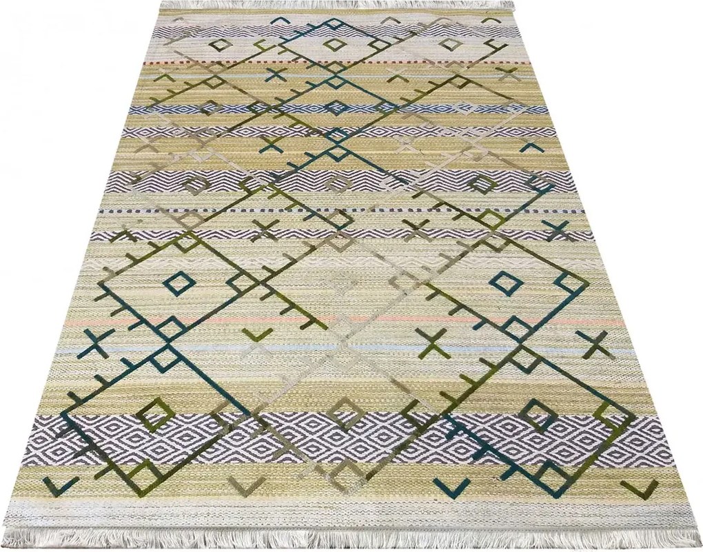 Żółty skandynawski dywan geometryczny W3-K18