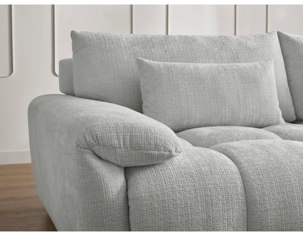 Jasnoszara sofa z tkaniny szenilowej 264 cm Ivane – Bobochic Paris